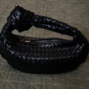 Black Woven Shoulder Bag